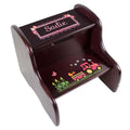 Personalized Espresso Two Step Stool With Pink Tractor Design