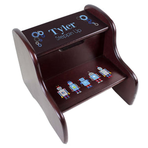 Personalized Espresso 2 Step Stool With Robot Design