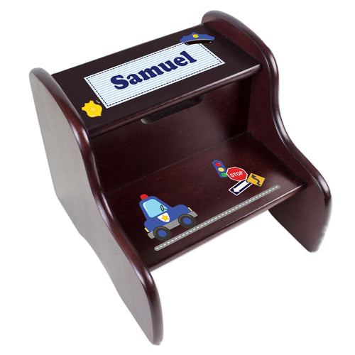 Personalized Police Espresso Two Step Stool