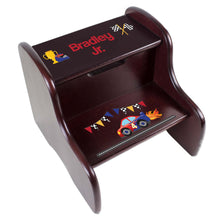 Personalized Race Cars Espresso Two Step Stool