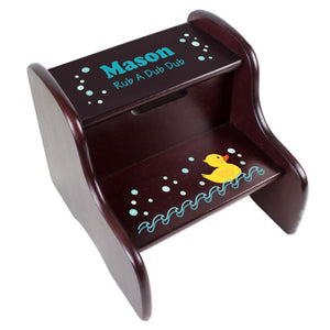Personalized Rubber Ducky Espresso Two Step Stool