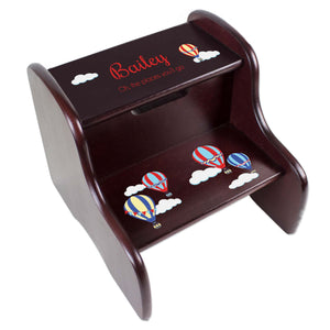 Personalized Hot Air Balloon Primary Espresso Two Step Stool