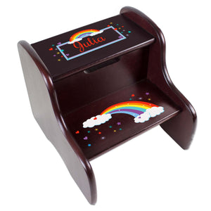 Personalized Rainbow Espresso Two Step Stool