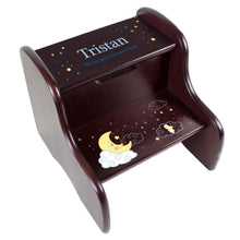 Personalized Espresso Two Step Stool With Moon And Stars Design