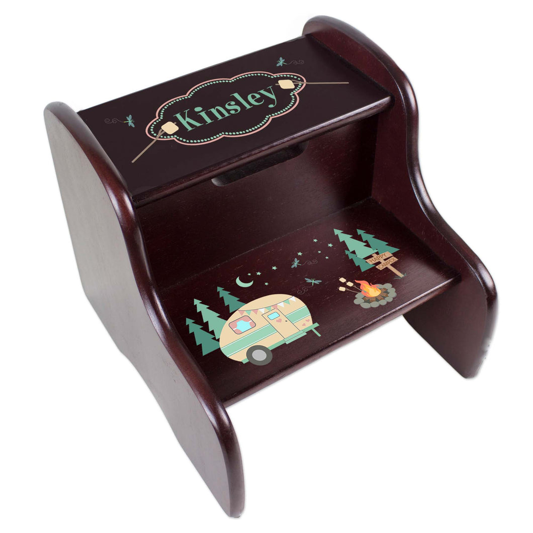 Personalized Camp Smores Espresso Two Step Stool