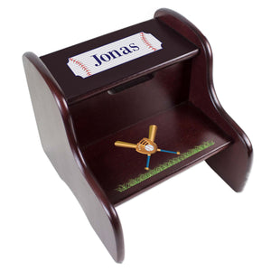 Personalized Baseball Espresso Two Step Stool