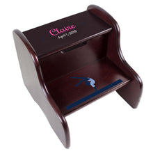 Personalized Espresso Two Step Stool With Pink Butterflies Design