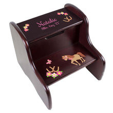 Personalized Paisley Pink Gray Espresso Two Step Stool