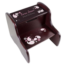Personalized Paisley Pink Gray Espresso Two Step Stool