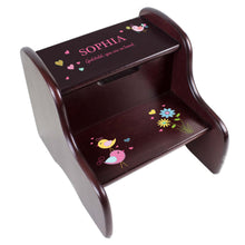 Personalized Lovely Birds Espresso Two Step Stool