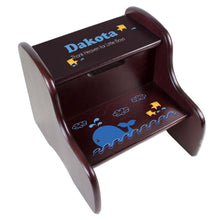 Personalized Blue Whale Espresso Two Step Stool