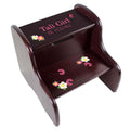 Personalized Espresso 2 Step Stool With Pink Ladybugs Design
