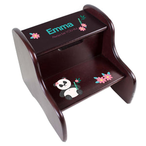 Personalized Panda Bear Espresso Two Step Stool