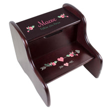 Personalized Tea Party Espresso Two Step Stool