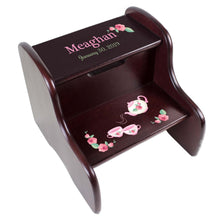Personalized Floral Antler Espresso Two Step Stool