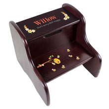 Personalized Spring Floral Espresso Two Step Stool