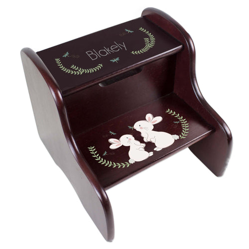 Personalized Classic Bunny Espresso Two Step Stool