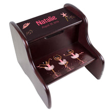 Personalized Ballerina Black Hair Espresso Two Step Stool
