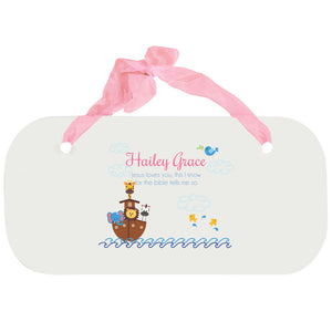 Personalized Girls Wall Plaque with Noahs Ark design