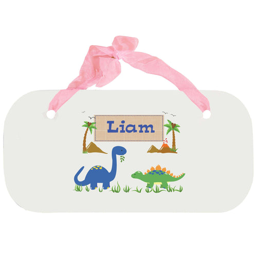Personalized Girls Wall Plaque with Dinosaurs design