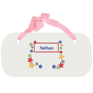 Personalized Girls Wall Plaque with Stitched Stars design