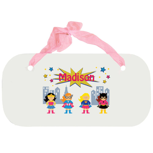 Personalized Girls Wall Plaque with Super Girls design