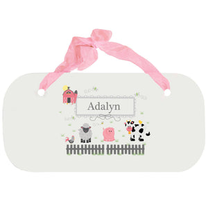 Personalized Girls Wall Plaque with Barnyard Friends Pastel design