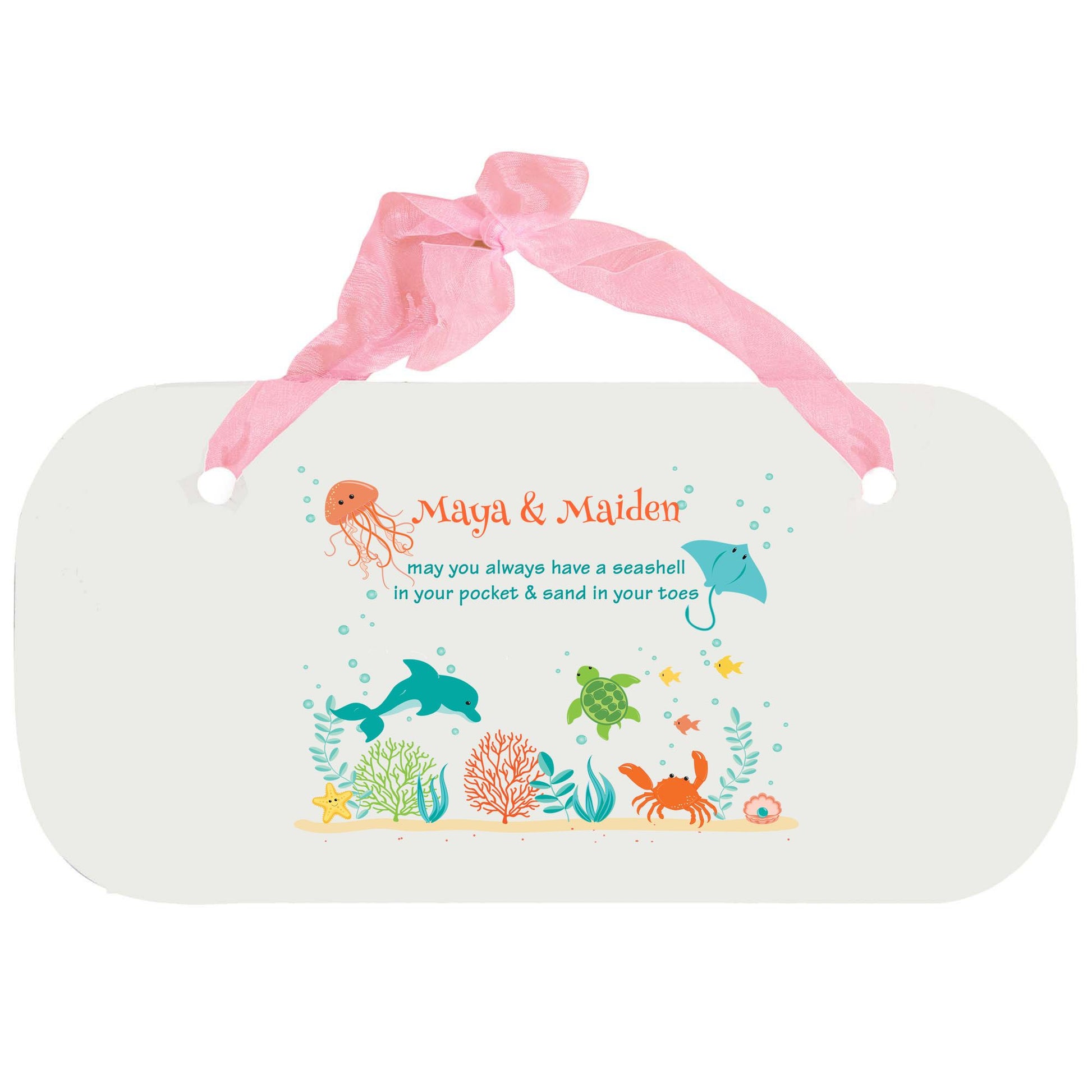 Personalized Girls Wall Plaque with Sea and Marine design