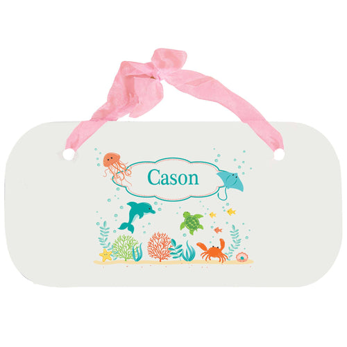 Personalized Girls Wall Plaque with Sea and Marine design