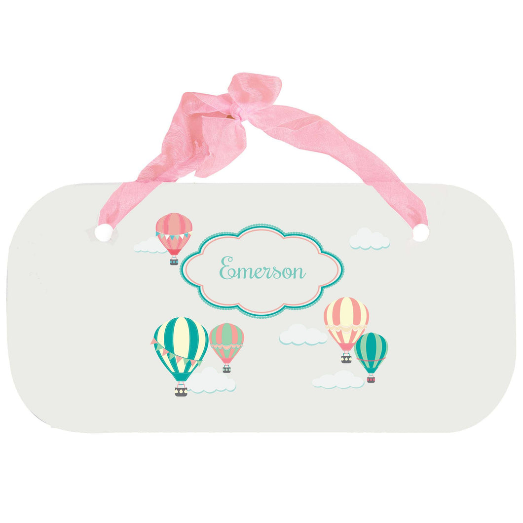 Personalized Girls Wall Plaque with Hot Air Balloon design