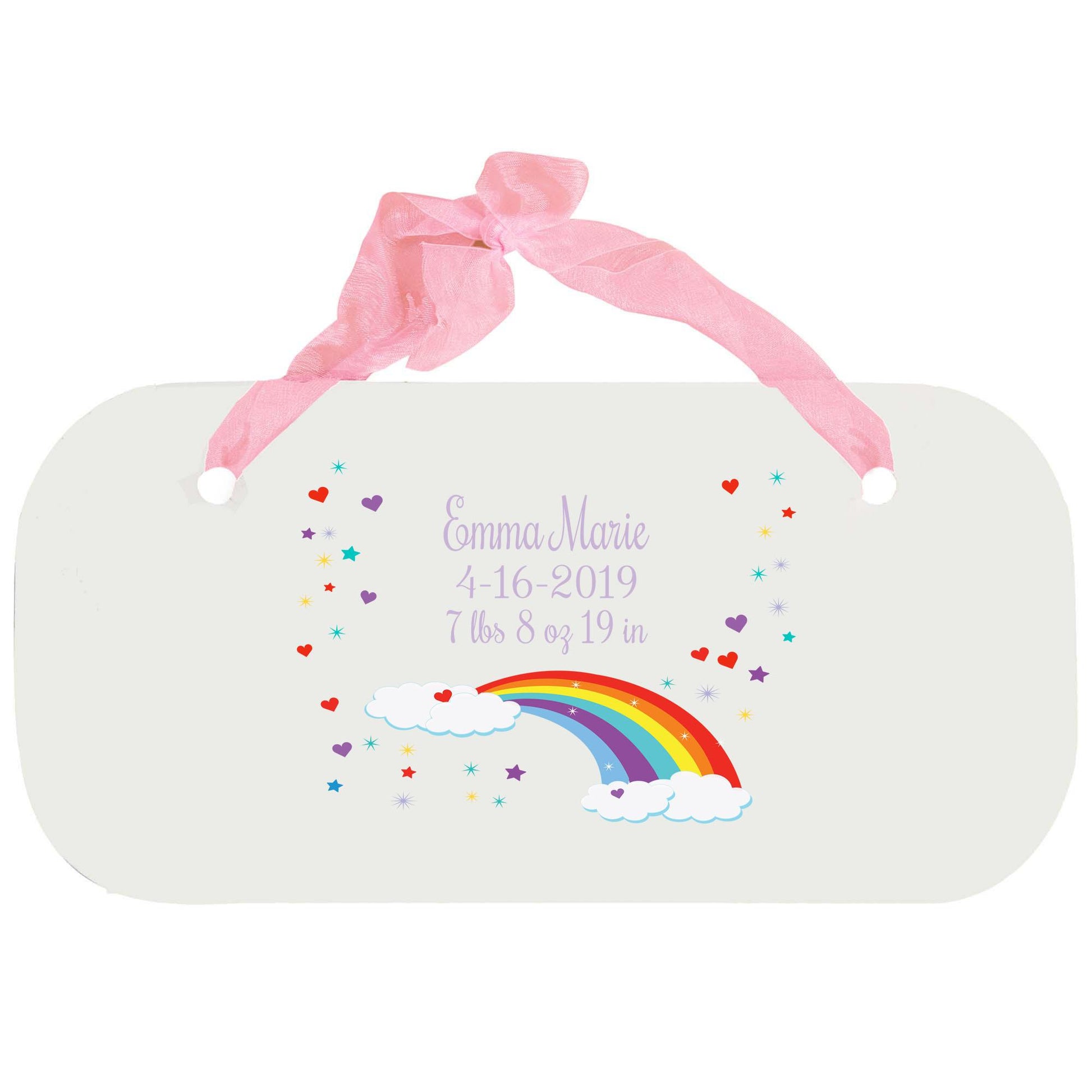 Personalized Girls Wall Plaque with Rainbow design