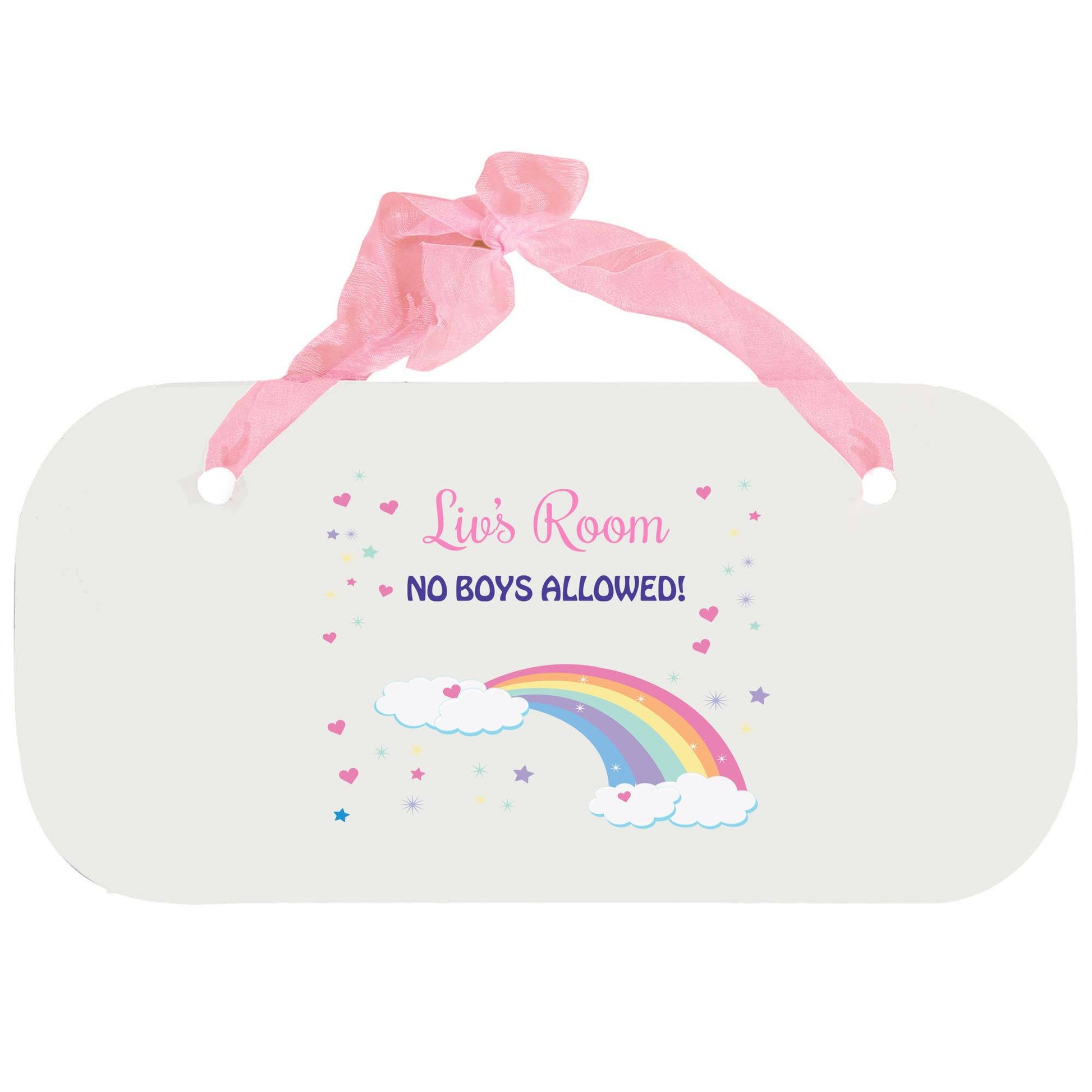 Personalized Girls Wall Plaque with Rainbow Pastel design