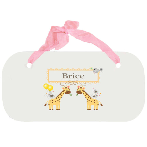 Personalized Girls Wall Plaque with Giraffe design