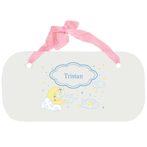 Personalized Girls Wall Plaque with Moon and Stars design
