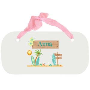 Personalized Girls Wall Plaque with Surf'S Up design