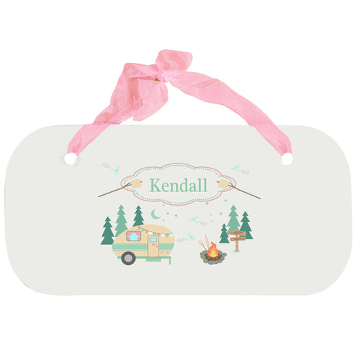 Personalized Girls Wall Plaque with Camp Smores design