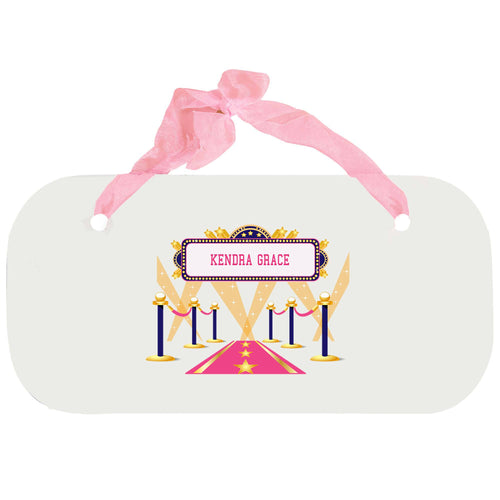 Personalized Girls Wall Plaque with A Star Is Born Pink design
