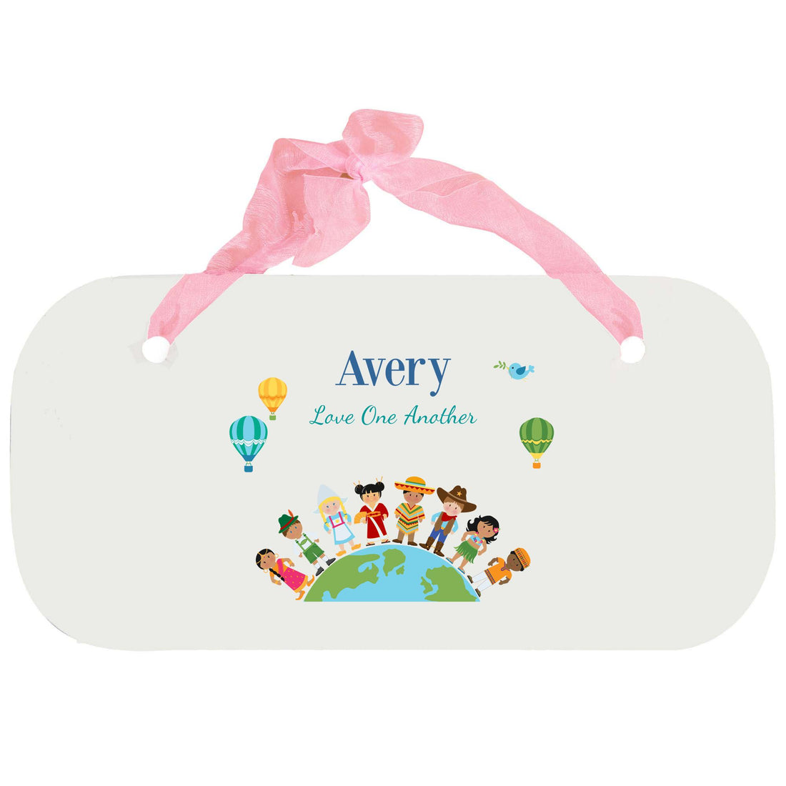 Personalized Girls Wall Plaque with Small World design
