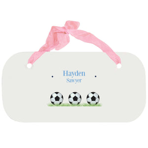 Personalized Girls Wall Plaque with Soccer Balls design