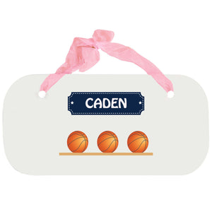 Personalized Girls Wall Plaque with Basketballs design