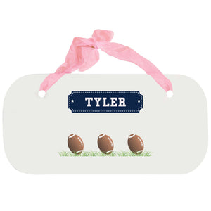 Personalized Girls Wall Plaque with Footballs design