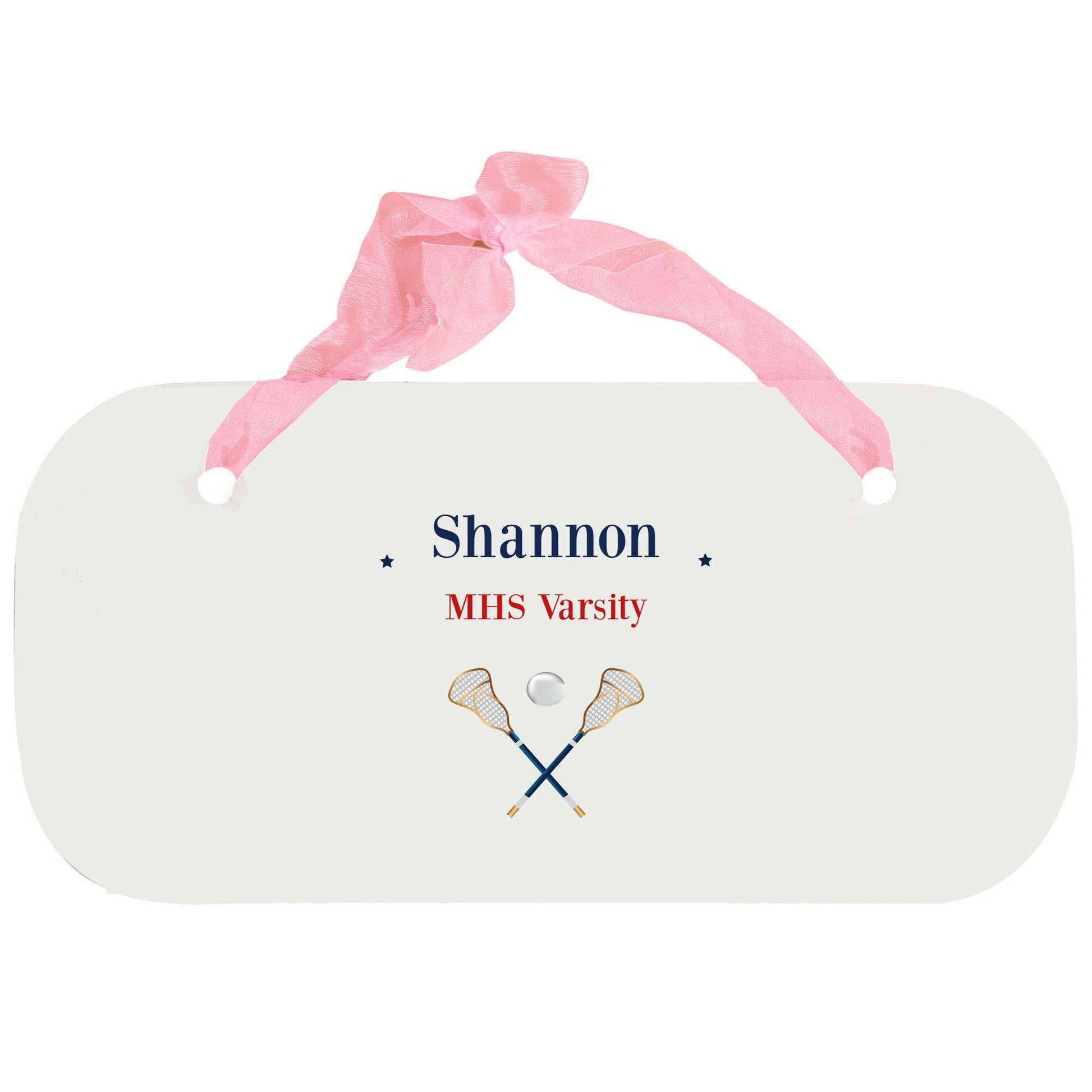 Personalized Girls Wall Plaque with Lacrosse Sticks design
