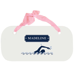 Personalized Girls Wall Plaque with Swim design