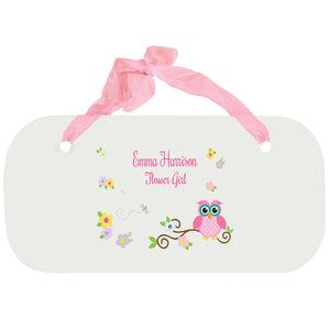 Personalized Girls Wall Plaque with Pink Owl design