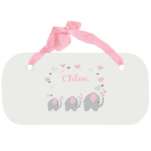 Personalized Girls Wall Plaque with Pink Elephant design