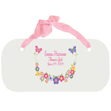 Personalized Girls Wall Plaque with Bright Butterflies Garland design