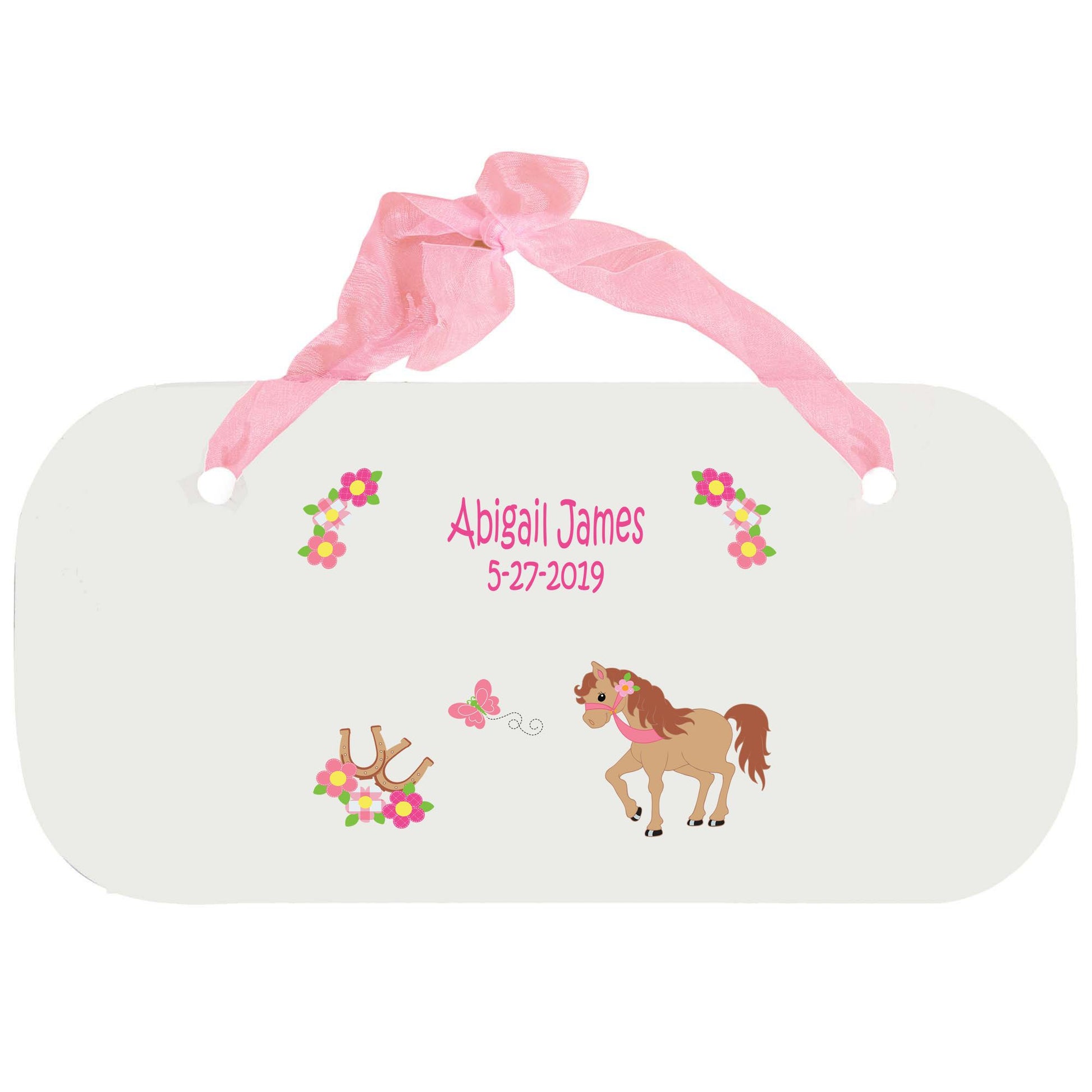 Personalized Girls Wall Plaque with Ponies Prancing design