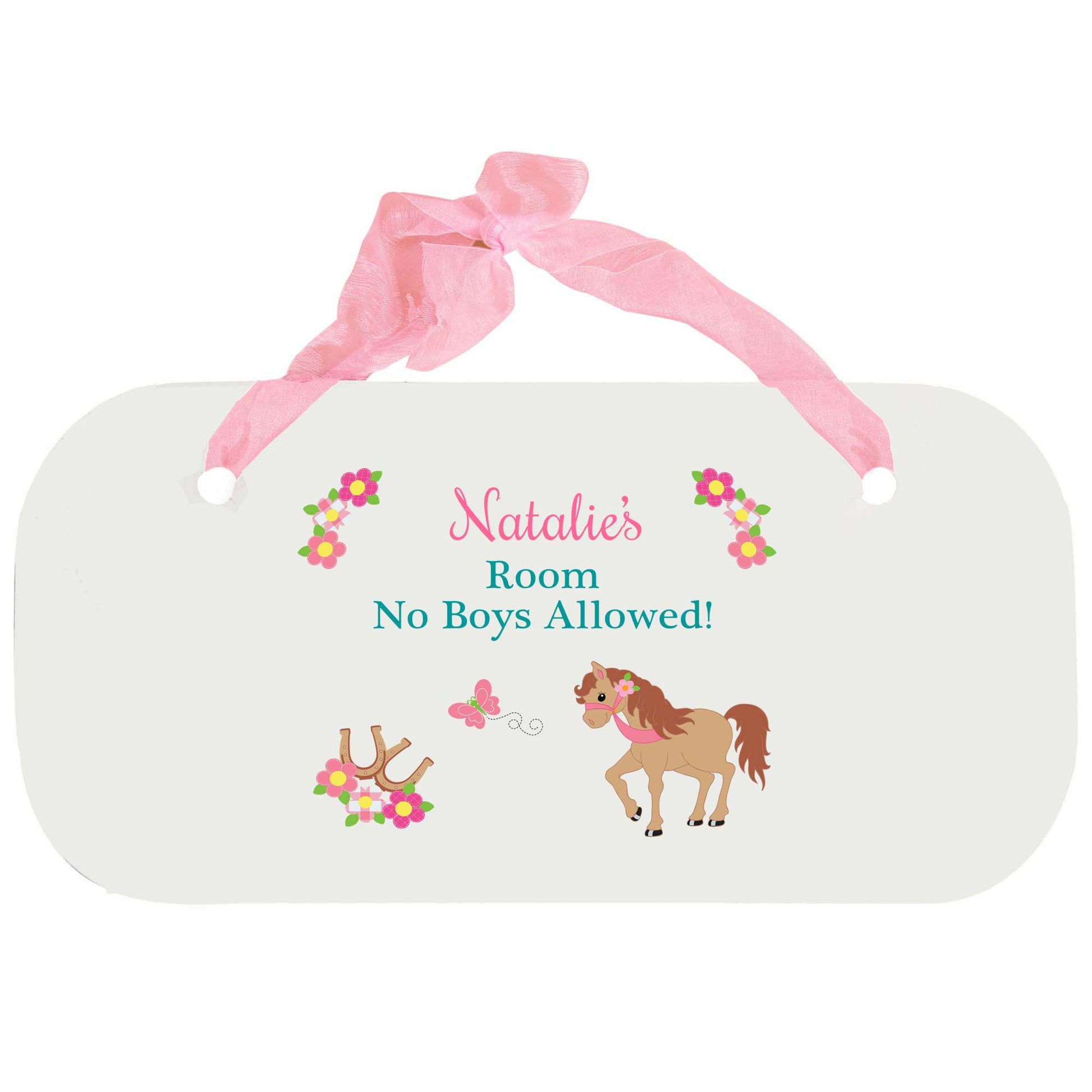 Personalized Girls Wall Plaque with Ponies Prancing design