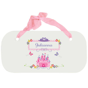 Personalized Girls Wall Plaque with Princess Castle design