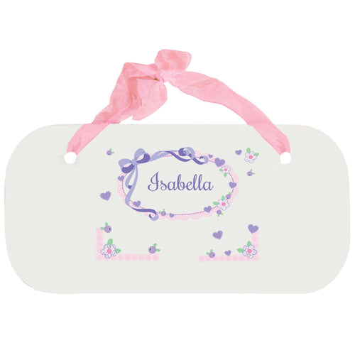 Personalized Girls Wall Plaque with Lacey Bow design